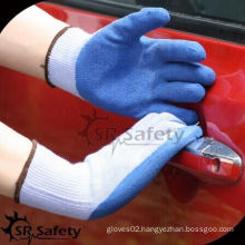 SRSAFETY 10g blue latex coated hand gloves/working gloves/safety gloves